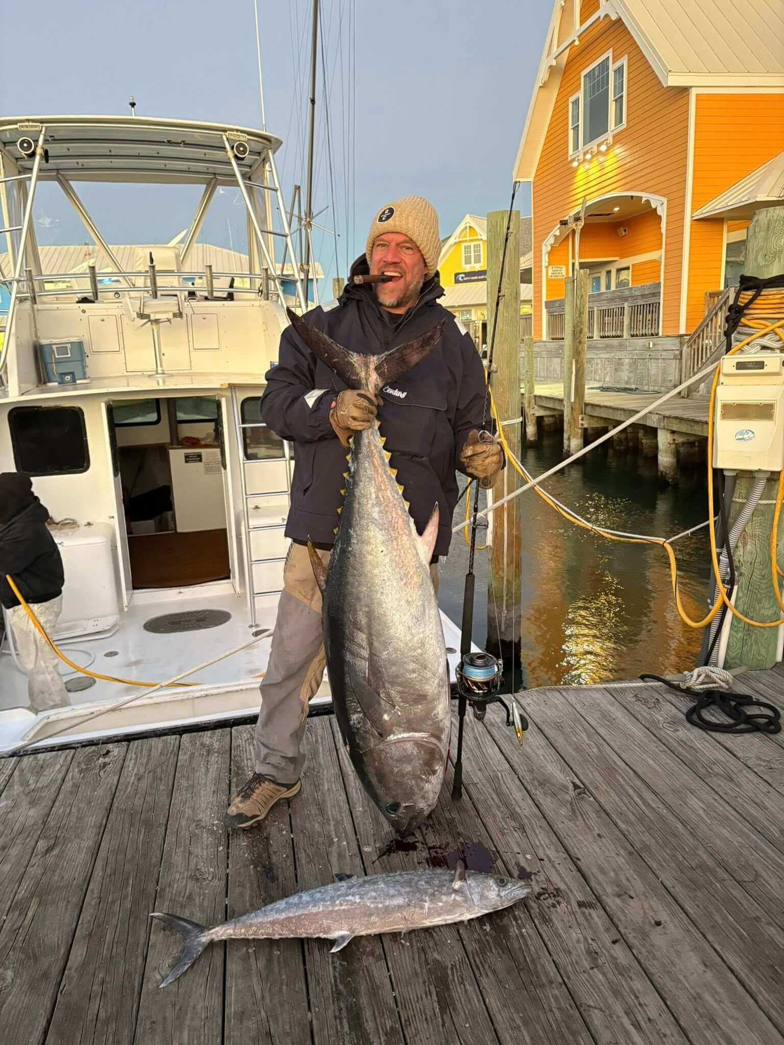 Angler hold bluefin tina caught on Sea Angel