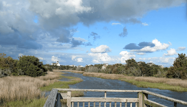 Landscape picture taken on overlook a long one of the many brackish rivers running throught the Hatteras Village area.